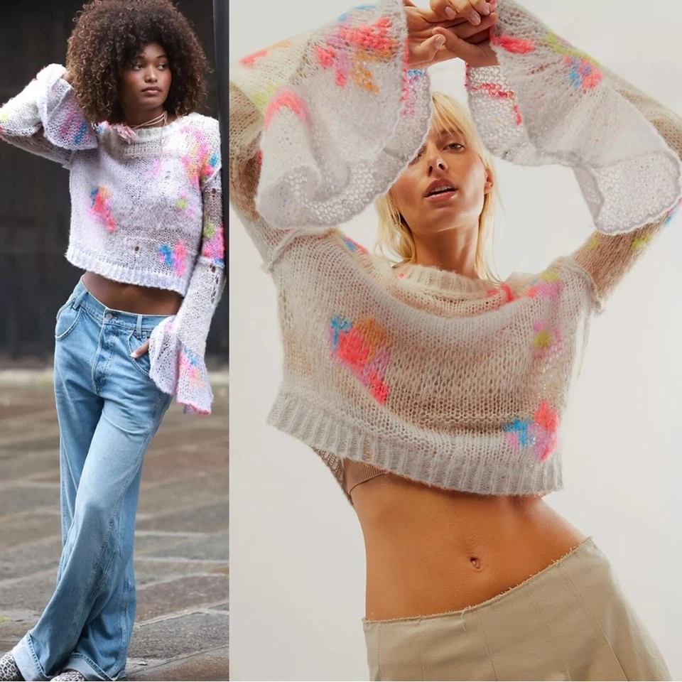 Free People Mandy Mended Pullover Size Small NWT Distressed Grunge Whimsical - Image 1 of 4