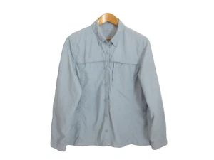 LL Bean Shirt Damen Large blau belüftet Sommer Poly Nylon Langarm Outdoor L - Bild 1 von 9