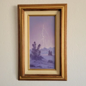 Janet Breuer Oil Painting 29 Palms California Desert Storm Landscape 6x12 in - Picture 1 of 6