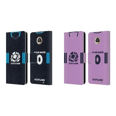 PERSONALIZED SCOTLAND RUGBY 2022/23 KIT LEATHER BOOK CASE FOR MOTOROLA PHONES - Image 1 of 4