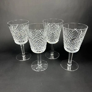 4 Waterford Crystal Alana 10 oz Water / Wine Goblets 7" Signed EUC! - Picture 1 of 7