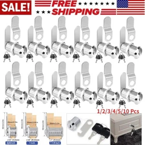 2/5/10 Pcs 3/4"  1"  1-1/8" Cabinet RV Cam Locks Keyed Alike Secure Drawer File - Picture 1 of 17