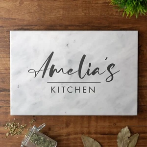 Personalised Solid Marble Chopping Board Any Text Custom Printed Serving Board - Picture 1 of 8