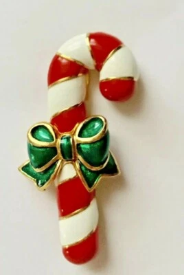 Broche prendedor Joan Rivers bastón de caramelo vacaciones de Navidad esmalte Foto 1 de 3