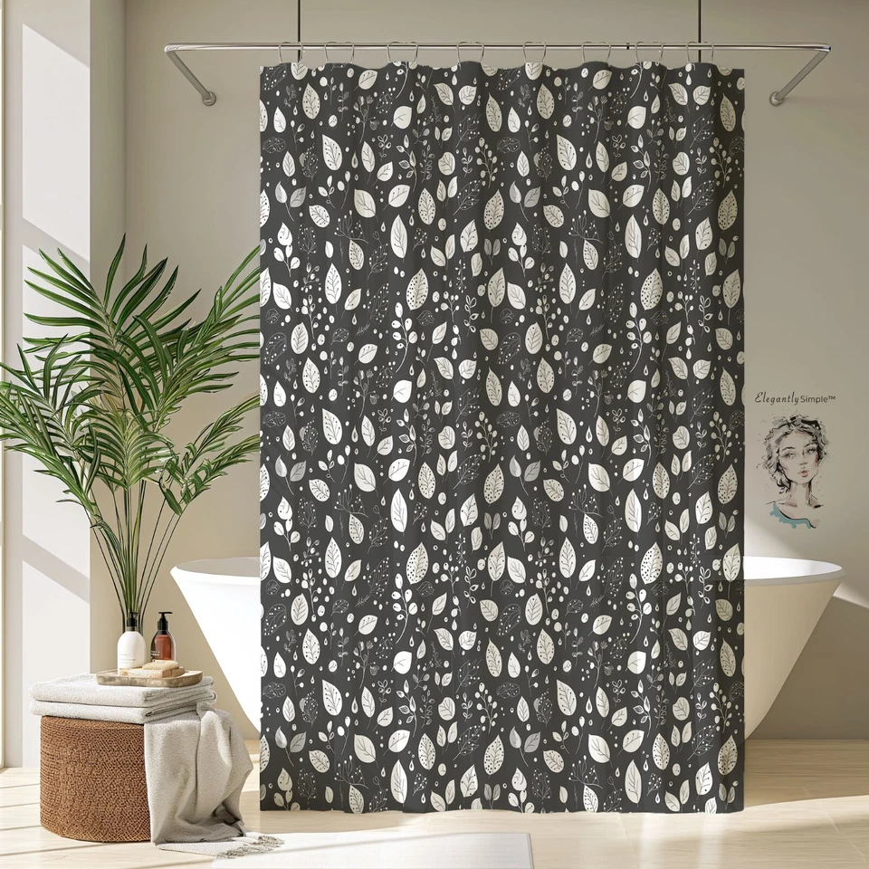 ElegantlySimple - Impreso en EE. UU. - Cortina de Ducha Gris, 71"W × 74"H Foto 1 de 2