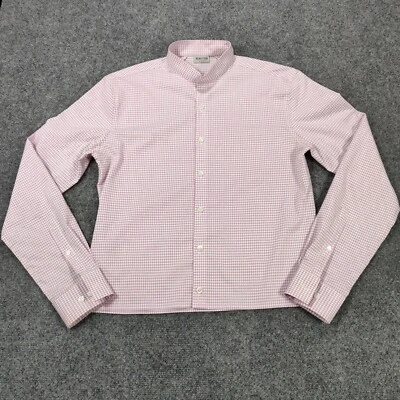 Рубашка мужская Kenneth Cole Reaction Dress 14 1/2 розовая на пуговицах приталенная клетчатая - Изображение 1 из 4