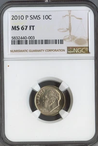 2010-P Roosevelt Dime NGC MS67 FT SMS Quality Auction - Picture 1 of 2