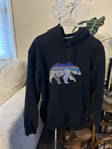 Patagonia Bear Graphic Hoodie Pullover Sweatshirt Bear Outdoors Black Size Med - Picture 1 of 6