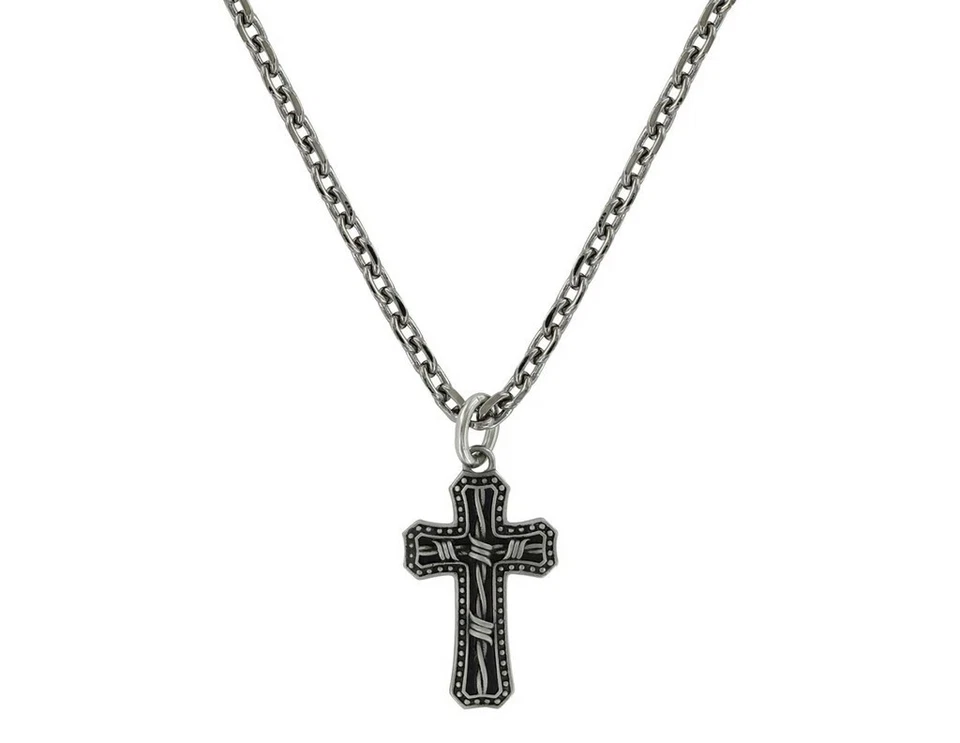 Montana Silversmiths Necklace Adult Barbed Wire Cross Silver NC3848