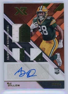 2020 Panini XR - Rookie Triple Swatch Autografi AJ Dillon #225 Arancione /25 (AU, - Foto 1 di 2