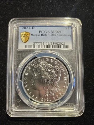 2021 D Denver Morgan Silver 100th Anniversary Commemorative Dollar $1 PCGS MS69 - Image 1 of 4