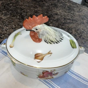 Le Faune Porzellan Lourioux LOL12 Hahn Endstück LG Auflaufform Backform Frankreich - Bild 1 von 10