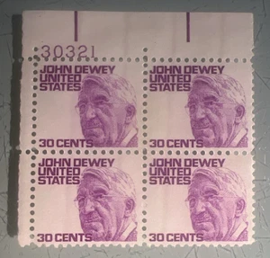 US Stamps1968 Plate block w Number & Guides 30c John Dewey SC# 1291 MNH - Picture 1 of 2