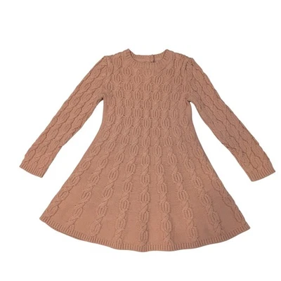 Happily Grey Kids Girls Pink Cable Knit Sweater Dress Long Sleeve Sz 4T Cottage - Image 1 of 4
