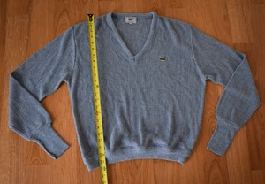 Vintage LACOSTE Izod Light Blue Crocodile V-Neck Sweater Size Large - Picture 1 of 9