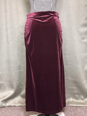 NEW Old Navy Ruched Velvet Maxi Skirt Deep Burgundy Womens M Classic - Image 1 of 4