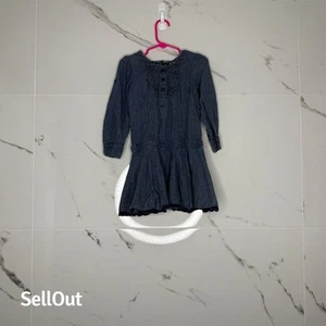 Hartstrings Girls' Blue Denim Long Sleeve Knee Length Dress Size 4 - Picture 1 of 7
