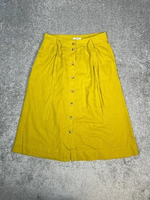 Falda midi Madewell Tie Palisade botón delantero para mujer 10 amarilla plisada con cinturón Foto 1 de 4