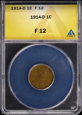 1914-D 1c Lincoln Wheat Cent ANACS F 12 - Image 1 of 4