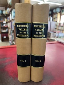MONETTE'S VALLEY OF THE MISSISSIPPI 2 Vols. 3 Maps 1848 Rebound FREE SHIPPING - Picture 1 of 11
