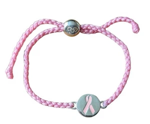 ENLACES DE LONDRES Pulsera con cordón cinta para cáncer de mama rosa plata esterlina PVP100 - Imagen 1 de 2