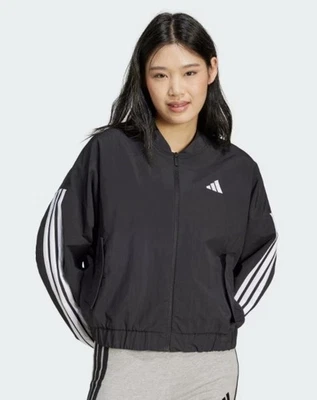 Nova Jaqueta Bombardeiro ADIDAS WOMAN’S 3-Stripes Tamanho 1X Listras Pretas e Brancas Nova Com Etiqueta - Imagem 1 de 4