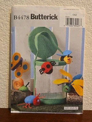 Butterick Pattern B4478 Bee Butterfly Snail Finger Puppets and Bug Basket Sin cortar Foto 1 de 4