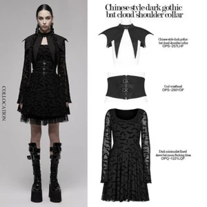 Punk Rave Dark Gothic Fledermaus Flügelform abnehmbarer Vogelkopf Pin verstellbarer Kragen - Bild 1 von 20