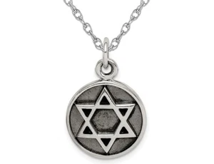 Antiqued Sterling Silver Star of David Pendant Necklace with Chain - Picture 1 of 4
