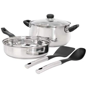 Oster Rametto 5 Piece Belly Shaped Stainless Steel Cookware Set in Silver - Picture 1 of 1