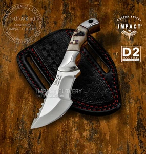 IMPACT BESTECK SELTEN CUSTOM FULL TANG MINIATUR TRACKER MESSER RAM HORN GRIFF - Bild 1 von 10