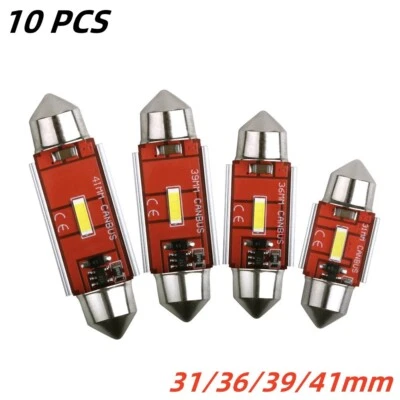 10X 31/36mm LED CANBUS 1860 SMD 6000K White C5W Festoon Car Dome Map Light Bulbs - Image 1 of 4