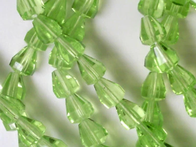 Vtg 50 PERIDOT GREEN FACETED BELL GLASS DROP BEADS 6.5X6mm  100218r  - Image 1 of 4
