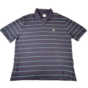 Brooks Brothers 346 Polo Shirt Mens 2XL Blue & Green Striped Short Sleeve Casual - Picture 1 of 10