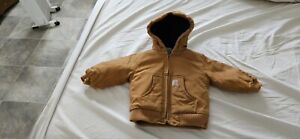 Carhartt Duck Canvas Quilted Hooded Jacket Size 12 Months Child Toddler Used