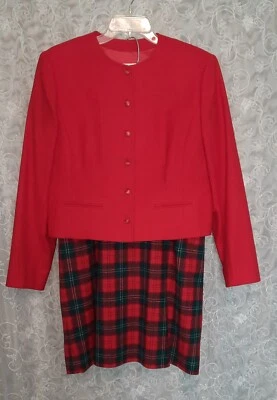 1950s 3-Piece Pendleton Red Wool Jacket/Blazer, Red Tartan Skirt, Shorts Size 16 - Image 1 of 4