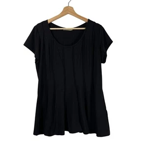 Maria Gabrielle Women's Pleated Reverse Seam Flounce Blouse Black Size L - Picture 1 of 6
