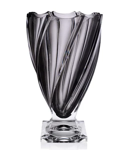 Footed Vase 13" Gray Bud Vase Home Decor Czech Bohemia Crystal Flower Vase gift - Picture 1 of 2