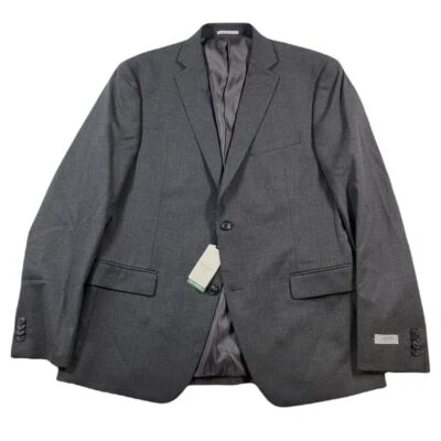 Alfani 修身西装夹克男式 42R 42 实心炭灰色弹力 360 美元 — 第 1/4 张图片