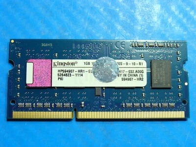 HP 2000-210US SO-DIMM KINGSTON 1GB Memory RAM 1Rx8 PC3-10600S HP594907-HR1-ELFE - Image 1 of 2