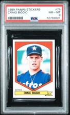 1989 Panini Stickers #79 Craig Biggio Rookie RC PSA 8 NM-MT (BRAND NEW SLAB!)