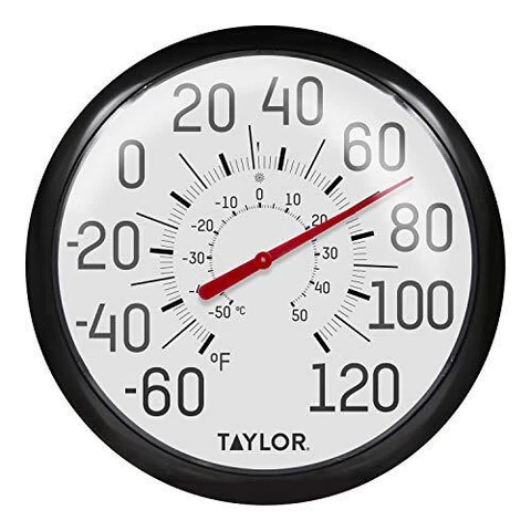 Big and Bold Wall Thermometer, 13.25 inch, Black Cover