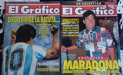LOT 2 MAGAZINES DIEGO MARADONA ON COVER  EL GRAFICO ARGENTINA - Image 1 of 3