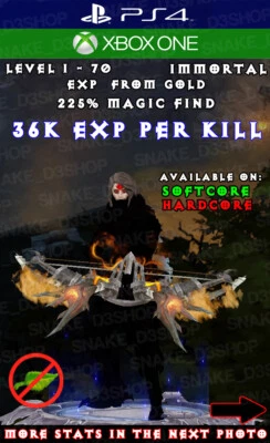 Diablo 3 - PS4 - Xbox One - Conjunto totalmente modificado Demon Hunter Exp - 36K exp per kill - Imagem 1 de 4