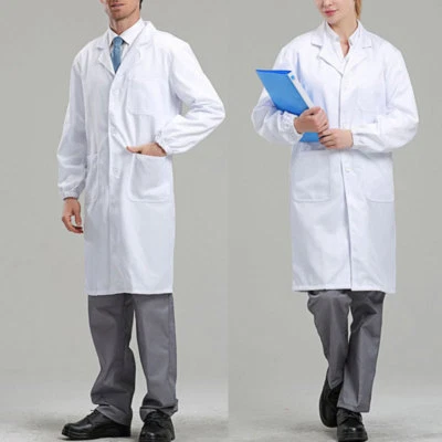 Men Women Coat White Nurse Medical Uniform Doctor Long Sleeves Jacket Lab Coats - Image 1 of 4