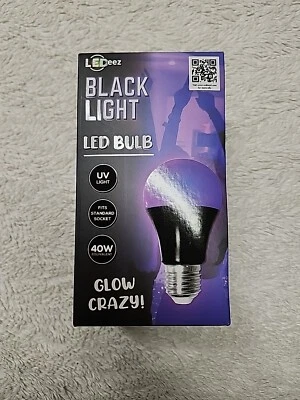 ☆ LED Black Light Bulb UV 40W Standard Socket Fit Indoor Use Crazy Glow LEDeez - Image 1 of 4