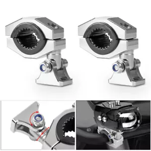 2x Motorcycle Spotlight Mount Brackets Headlight Fog Lamp Holder Clamp 18mm-30mm - Picture 1 of 15