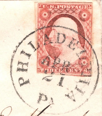 USA Classic 3c WASHINGTON Cover Philadelphia SUNDAY SCHOOL c1853 Amoskeag NH YH6 - Image 1 of 4
