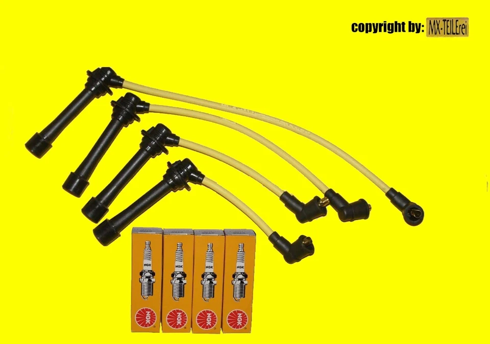 Cavo accensione Mazda MX-5 set cavi accensione silicone giallo 8 mm NA NB incl. candele NGK - Immagine 1 di 1
