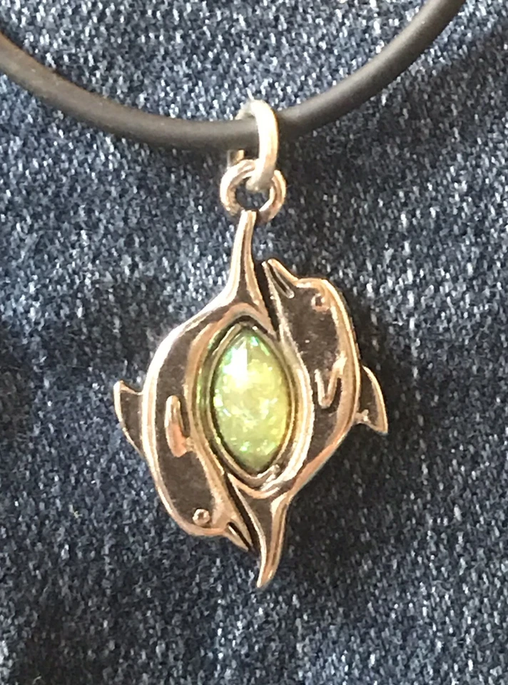 Collar Colgante Doble Plata Delfín/Ópalo * Amante de los Delfines* Regalo * Foto 1 de 4